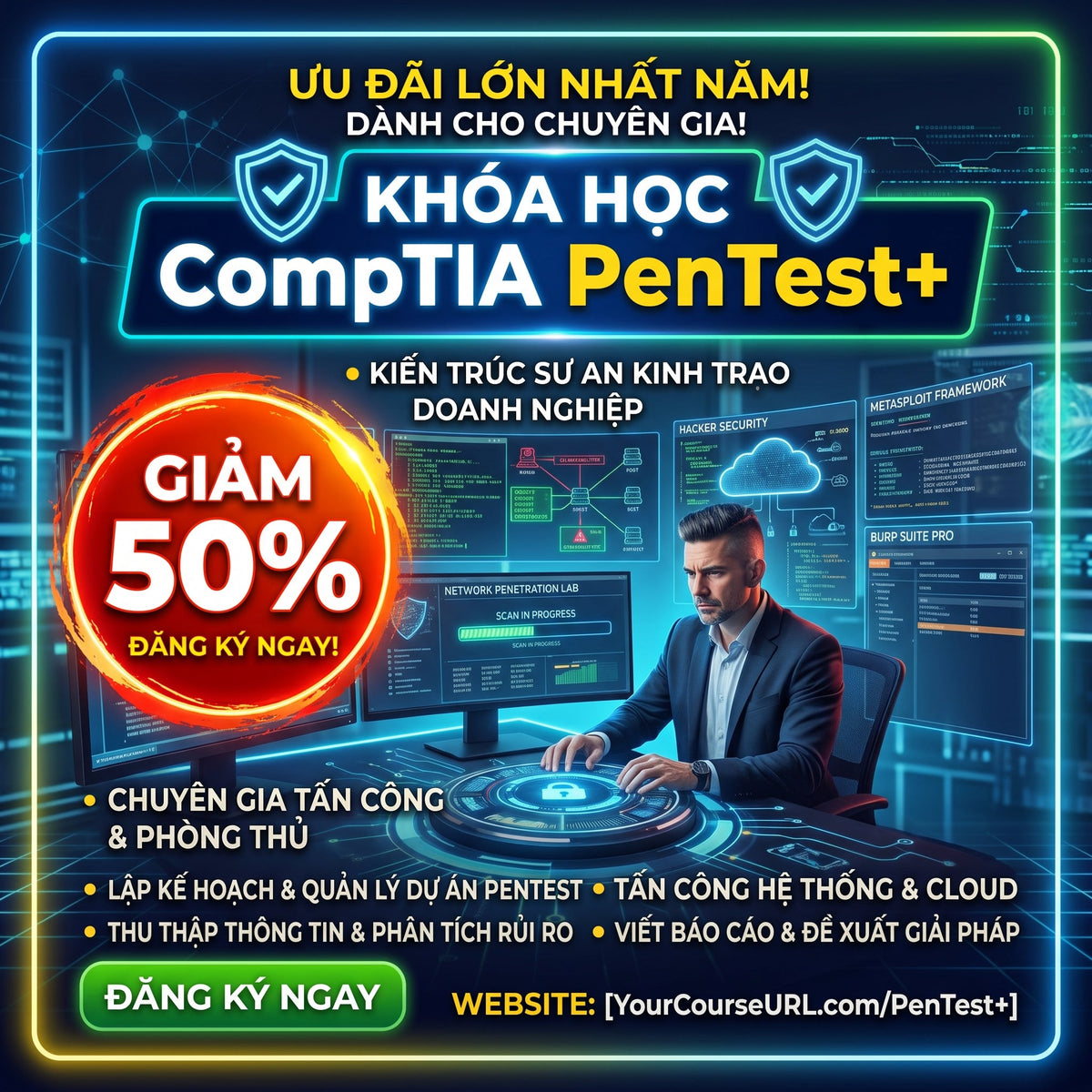 Chứng chỉ CompTIA PenTest+ (PT0-003): thi thế nào và học bằng tài liệu gì?