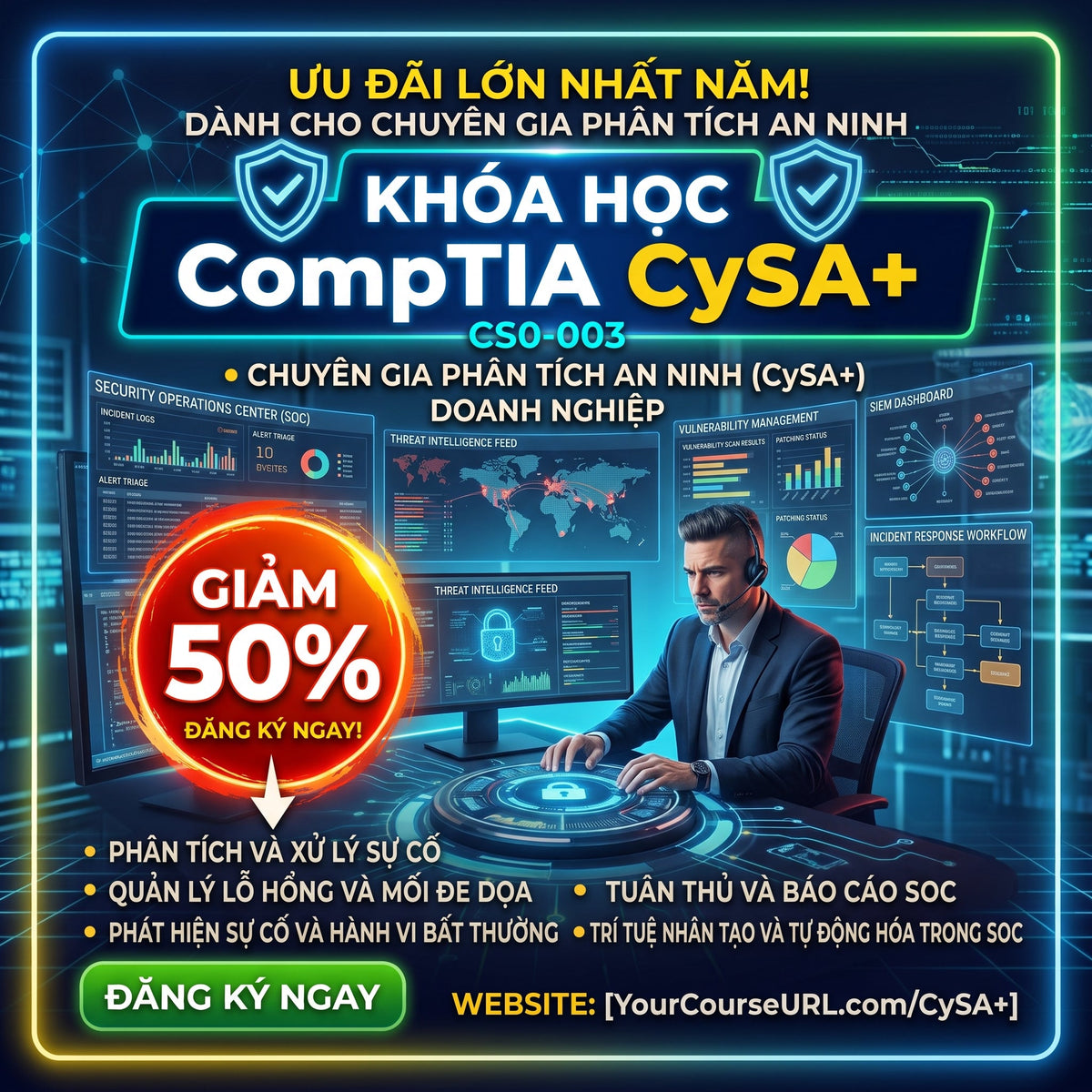 Chứng chỉ CompTIA CySA+ (CS0-004): thi thế nào và học bằng tài liệu gì?