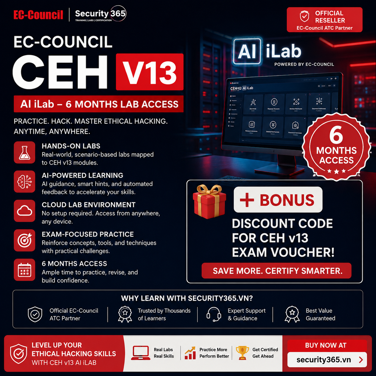EC-Council CHFI Exam Voucher + Official eCourseware + Vietnamese Video + iLab (30% off)